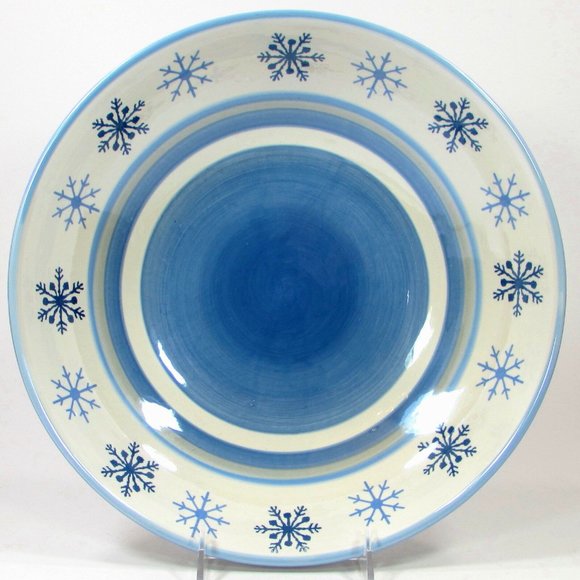 RARE! St. Nicholas Square WINTER FROST 12.5" Round 2.5Qt Serving Bowl Blue Snowf - Picture 3 of 6